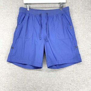 Dā-sh Shorts Womens Petite Large Blue Utility Elastic Waist Drawstring Casual